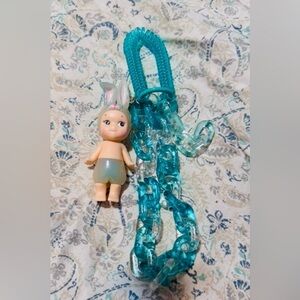 💙sold💙 Sonny angel candy blue and white rabbit keychain crystal